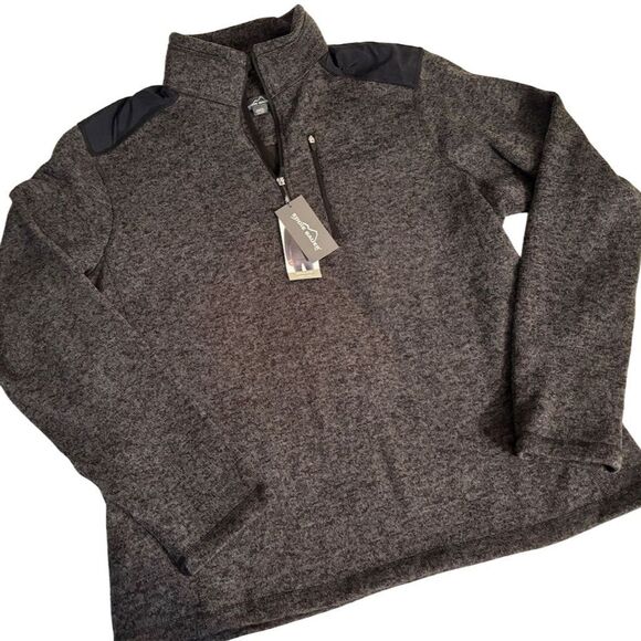Eddie Bauer Men's XL Gray 1/4 Zip Pullover Sweater Mock Neck Casual Grey NWT - Picture 1 of 10
